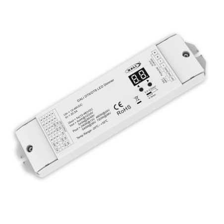 DALI-2 DT6 5 Adressen / DT8 5-Kanal 1 Adresse Multi-PWM Dimmer, 12-24V 5x4A, 36-48V 5x3A