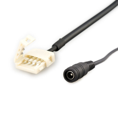 Clip-Rundstecker-Anschluss (max. 5A) für 2-pol. IP20 Flexstripes Breite 10mm, Pitch-Abstand über 12mm