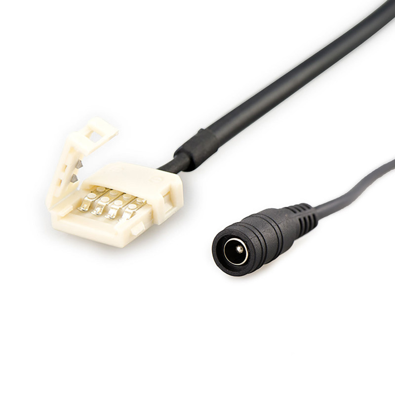 Clip-Rundstecker-Anschluss (max. 5A) für 2-pol. IP20 Flexstripes Breite 10mm, Pitch-Abstand über 12mm