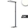 LED Office Pro Stehleuchte Up&Down, 80W+20W, schwarz, UGR unter 19, neutralweiß, Touch-Dimm, CH-Stecker