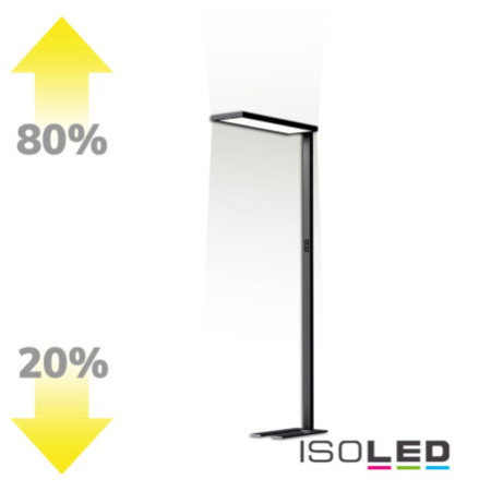 LED Office Pro Stehleuchte Up&Down, 80W+20W, schwarz, UGR unter 19, neutralweiß, Touch-Dimm, CH-Stecker