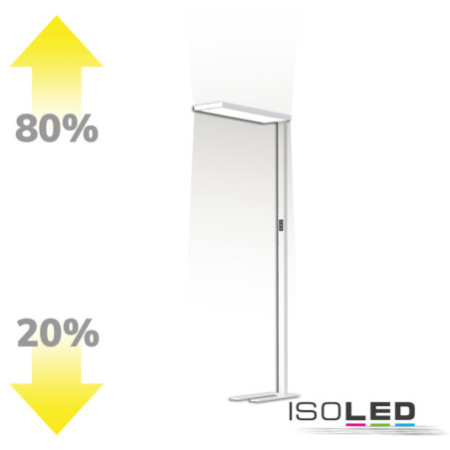 LED Office Pro Stehleuchte Up&Down, 80W+20W, silber, UGR unter 19, neutralweiß, Touch-Dimm, CH-Stecker