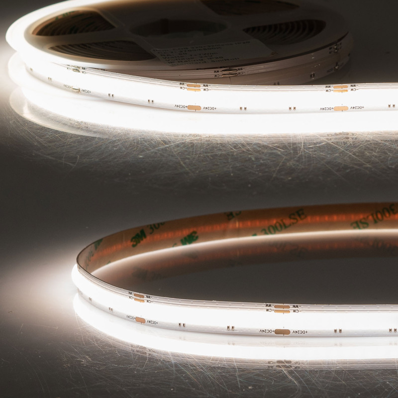 LED COB927/COB965 Linear CCT Flexband, 24V DC, 7W+7W, IP20, 5m Rolle, 640 LED/m