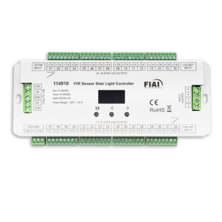 Treppen-Effekt PWM-Dimmer 5-24V DC, 32x1A + SPI-Output, 2 PIR Sensor + 2 Push-Tast Eingänge