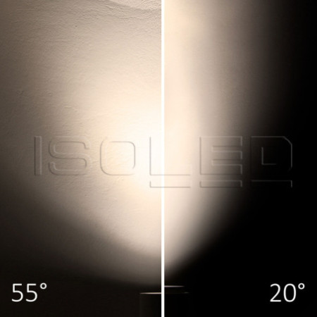 3-Phasen Schienenstrahler fokussierbar, 8W, 20°-55°, schwarz matt, 3000K