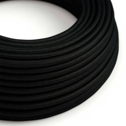 Kabel Stoff-ummantelt, schwarz, 3x0,75mm² AWG18, Meterware