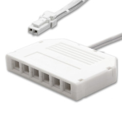 MiniAMP 6-fach Verteiler (1 male-Stecker an 6 female-Buchsen), 30cm, 2-polig, weiß, max. 3,5A