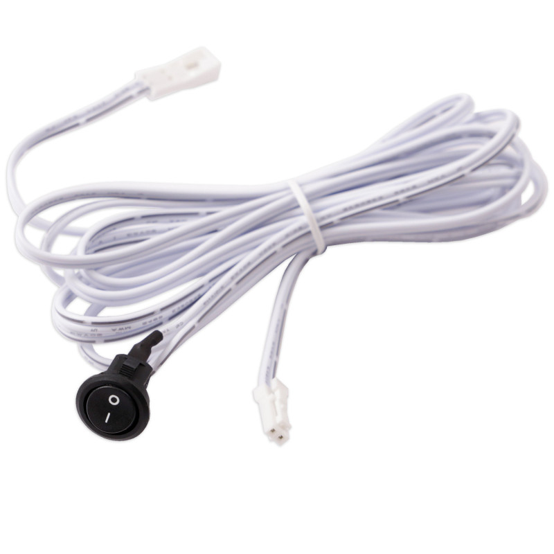 MiniAMP Einbauschalter Ein/Aus, female-Buchse und male-Stecker, 30cm+200cm, 2-polig, schwarz, max. 5A