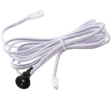 MiniAMP Einbauschalter Ein/Aus, female-Buchse und male-Stecker, 30cm+200cm, 2-polig, schwarz, max. 5A
