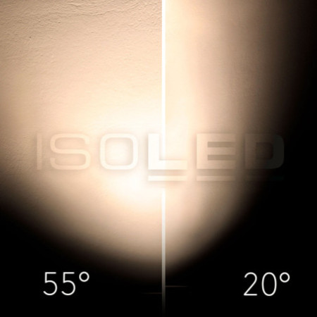 3-Phasen Schienenstrahler fokussierbar, 8W, 20°-55°, schwarz matt, 2700K, dimmbar