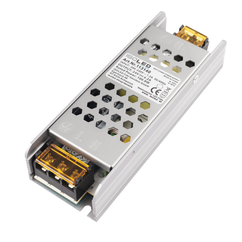 LED Trafo 24V/DC, 0-100W, Gitter, flach