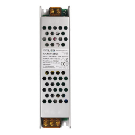 LED Trafo 12V/DC, 0-200W, Gitter, flach