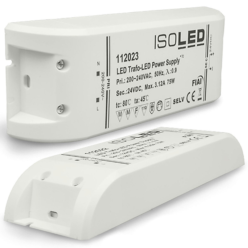 LED Trafo 24V/DC, 0-75W, SELV, flach