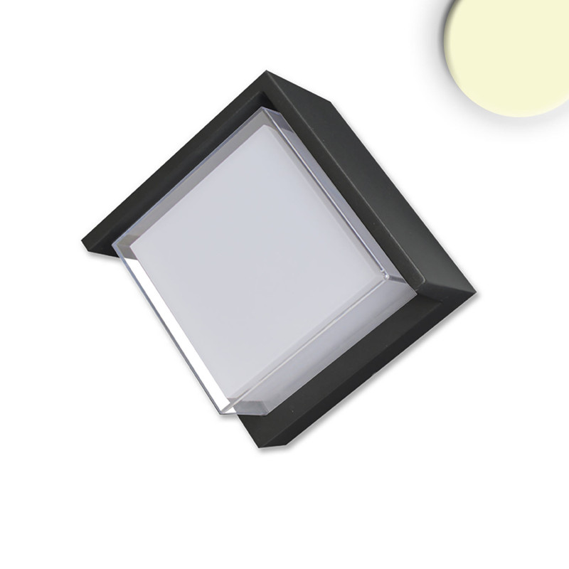 LED Wandleuchte eckig, 6W, IP54, sandschwarz, warmweiß