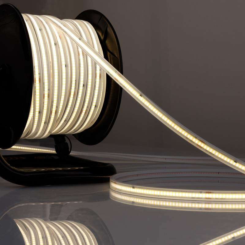 LED Flexband 230V COB, 12W/m, 25m Rolle auf Kabeltrommel, 4000K, CRI80, IP67, male/female Anschluss