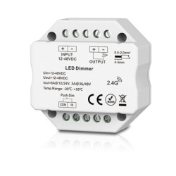 Sys-Pro Push/Funk Mesh Multi-PWM-Dimmer, 1 Kanal, 12-24V DC 6A, 36-48V DC 3A