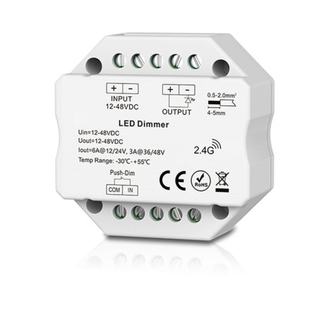 Sys-Pro Push/Funk Mesh Multi-PWM-Dimmer, 1 Kanal, 12-24V DC 6A, 36-48V DC 3A