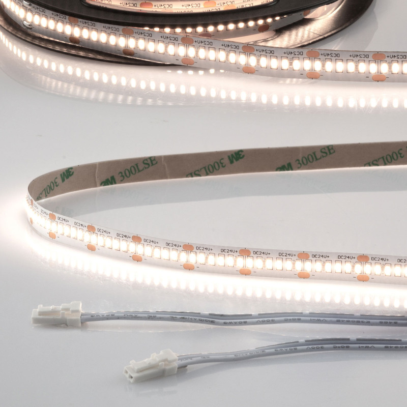 LED CRI940 MiniAMP Flexband, 24V DC, 12W, IP20, 4000K, 500cm, beids. 30cm Kabel + maleAMP, 300 LED/m