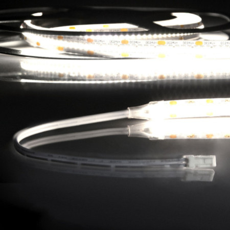 LED CRI940 MiniAMP Flexband, 24V DC, 12W, IP20, 4000K, 500cm, beids. 30cm Kabel + maleAMP, 300 LED/m