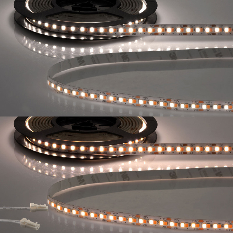 LED CRI919/940 MiniAMP CCT Flexband, 12V DC, 15W, IP20, 120cm, 2 polig, Kabel mit Stecker, 240 LED/m