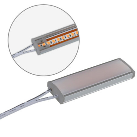 Endkappe grau für Surf12 Flat mit Einspeiser für FC-Flexband, 50cm Kabel + MiniAmp-Stecker, max. 3A