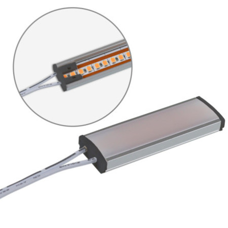 Endkappe schwarz für Surf12 Flat mit Einspeiser für FC-Flexband, 50cm Kabel+MiniAmp-Stecker, max. 3A
