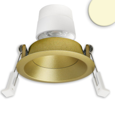 LED Einbaustr. Back68, gold, rund, 5W, CRI90, 3000K, schwenkbar, rückvers., UGR unter 12, dimmbar
