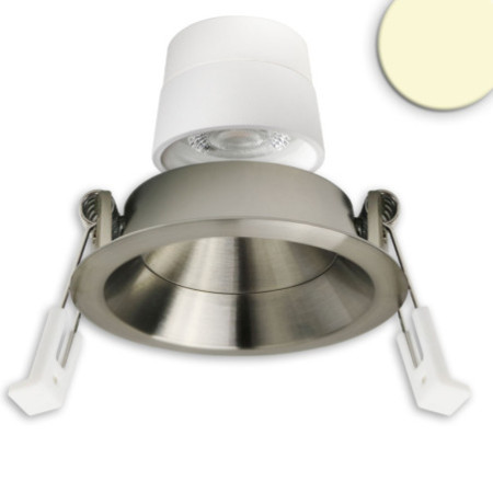 LED Einbaustr. Back68, nickel geb., rund, 5W, CRI90, 3000K, schwenkbar, rückvers., UGR unter 12, dimmbar