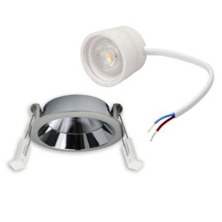 LED Einbaustr. Back68, alu glänzend, rund, 5W, CRI90, 2700K, schwenkbar, rückvers., UGR unter 12, dimmbar