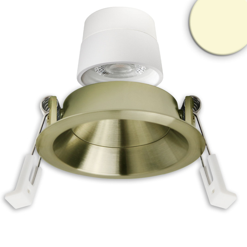 LED Einbaustr. Back68, messing geb., rund, 5W, CRI90, 3000K, schwenkbar, rückvers., UGR unter 12, dimmbar