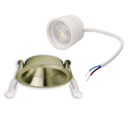 LED Einbaustr. Back68, messing geb., rund, 5W, CRI90, 3000K, schwenkbar, rückvers., UGR unter 12, dimmbar