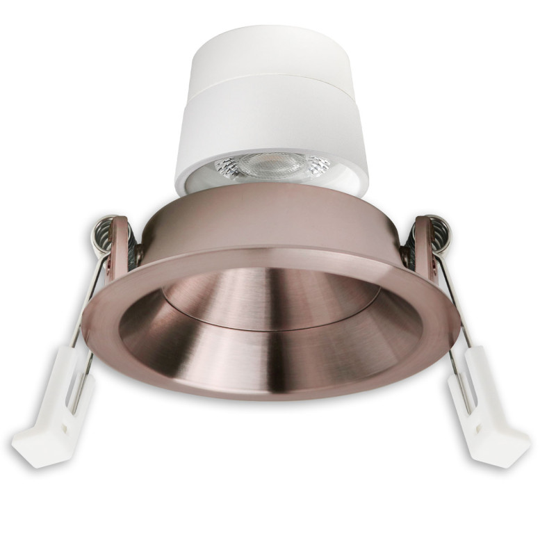 LED Einbaustr. Back68, rosegold, rund, 5W, CRI90, 3000K, schwenkbar, rückvers., UGR unter 12, dimmbar
