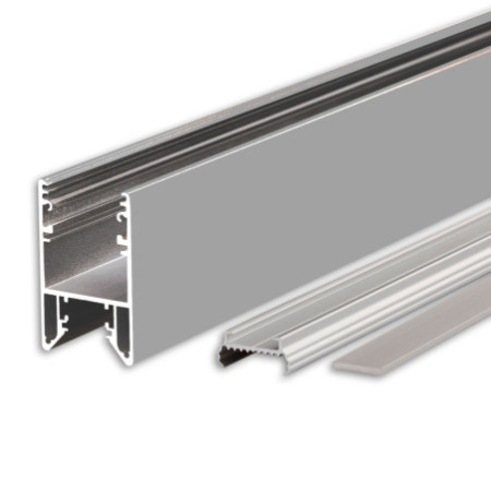 LED Leuchtenprofil HALON Aluminium silber pulverbeschichtet, 300cm, mit einklickbarem Kühlstreifen