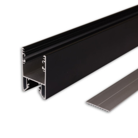 LED Leuchtenprofil HALON Aluminium schwarz RAL 9005, 200cm, Kühlstreifen schiebbar