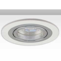 Einbaurahmen rund, Loch 80mm, weiß + Alu gebürstet, für GU10/MR16 Spots