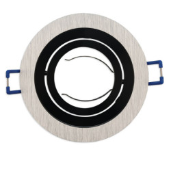 Einbaurahmen rund, Loch 80mm, Alu gebürstet + schwarz, für GU10/MR16 Spots