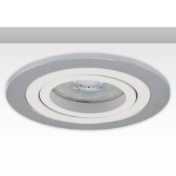 Einbaurahmen rund, Loch 80mm, Alu gebürstet + Alu weiß, für GU10/MR16 Spots