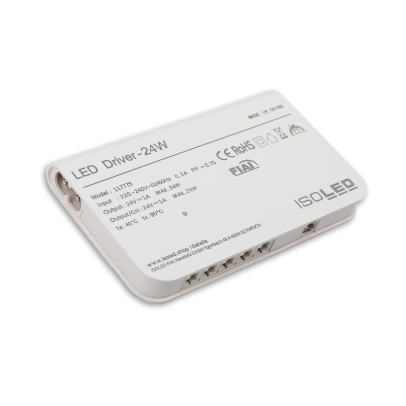 LED MiniAMP Trafo 24V/DC, 0-24W, 5x3A mit Master Sensor-Port, ultraflach