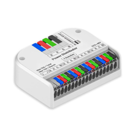 PowerSplitter 4-pol. x 4, 5-48V DC, 0.5mm² - 3mm² (6-10A) auf 0.25 - 1,5mm² (3-10A), weiß, max. 25A