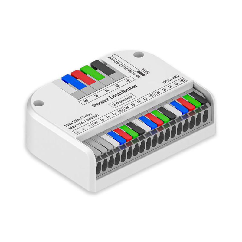 PowerSplitter 5-pol. x 3, 5-48V DC, 0.5mm² - 3mm² (6-10A) auf 0.25 - 1,5mm² (3-10A), weiß, max. 25A