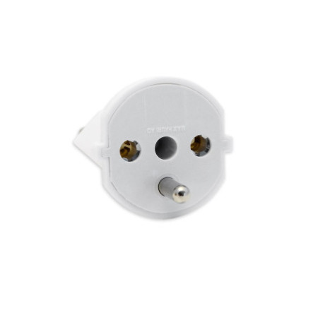 Fixadapter CH Typ 12 auf Schuko CEE 7/7, weiß, nicht demontierbar, 10A