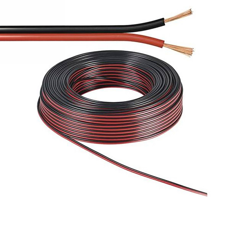 Kabel schwarz/rot 2x 0,5mm² H03VH-H YZWL AWG20, Meterware