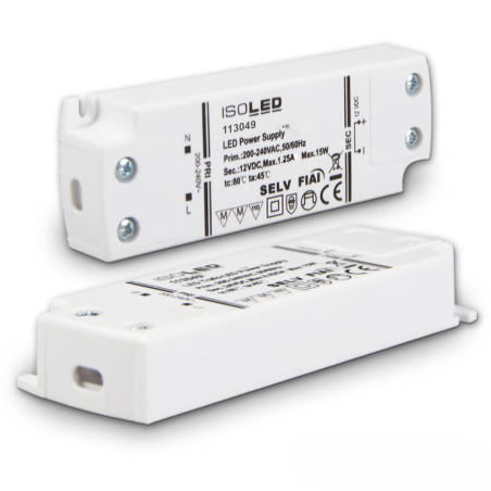 LED Trafo 12V/DC, 0-15W, SELV, ultraflach, schmal
