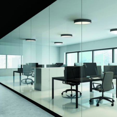LED Deckenleuchte UGR unter 19 2H, schwarz, 20W|30W, IP44, DN400, ColorSwitch 2700|3000|4000K, dimmbar