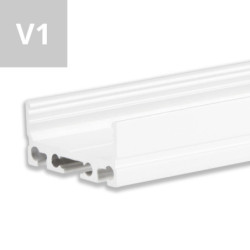 LED Aufbauprofil SURF20 FLAT V1 Aluminium pulverbeschichtet weiß RAL 9010, 200cm