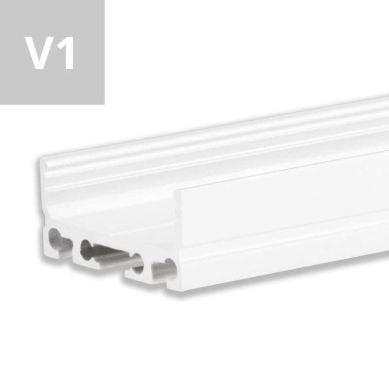 LED Aufbauprofil SURF20 FLAT V1 Aluminium pulverbeschichtet weiß RAL 9010, 200cm