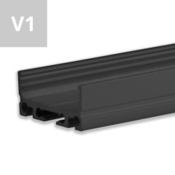 LED Aufbauprofil SURF20 FLAT V1 Aluminium schwarz RAL 9005, 200cm