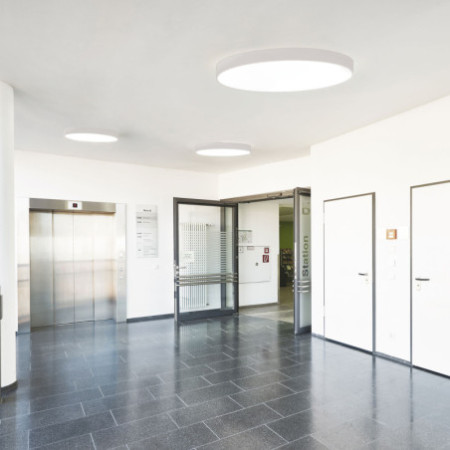LED Deckenleuchte UGR unter 19 2H, weiß, 40W|50W, IP44, DN600, ColorSwitch 2700|3000|4000K, dimmbar