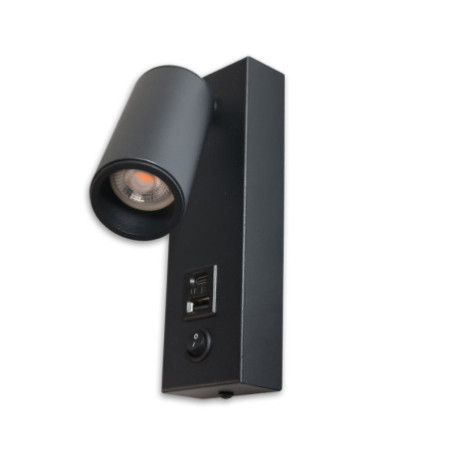 LED Leseleuchte, 4,5W, schwarz, mit USB-A und USB-C Ladebuchse, 3000K