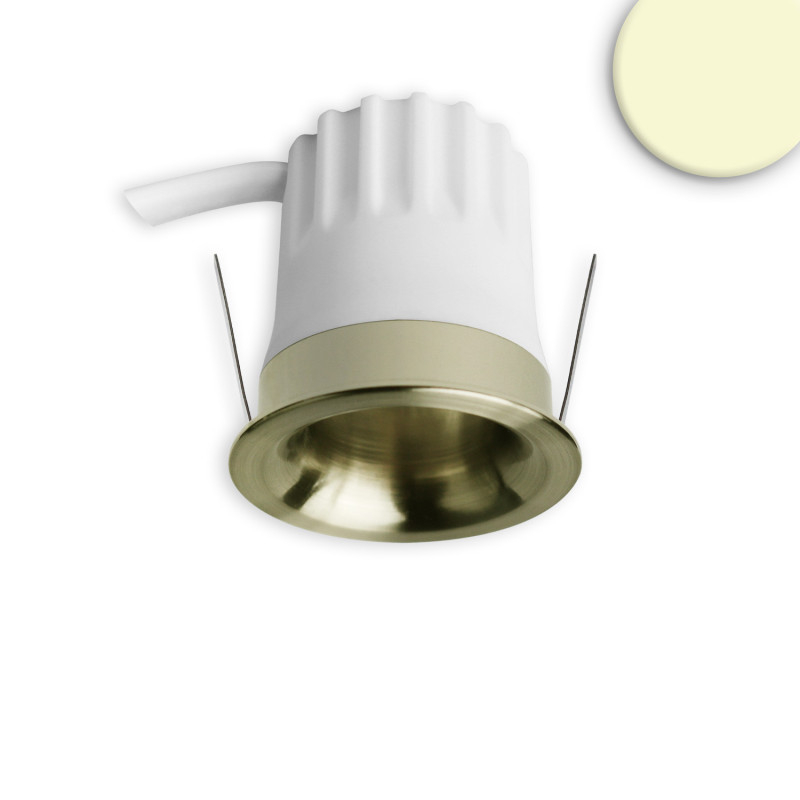 LED Einbaustrahler BACK32, messing geb., rund, 5W, CRI90, 3000K, rückversetzt, Honeycomb, dimmbar